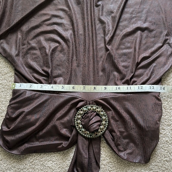 Joseph Ribkoff Vintage Snakeskin Brown Blouse with Belted Detail Women’s 6 - Picture 10 of 13